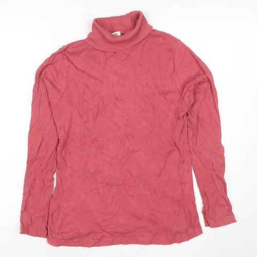 River Island Women Pink Size 12 Ribbed Roll Neck Jersey Top