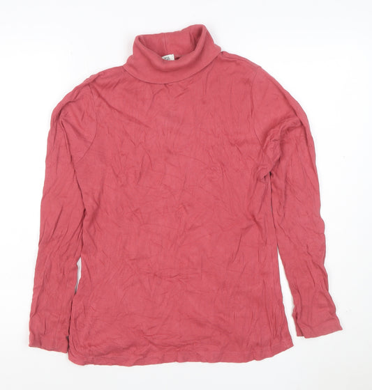River Island Women Pink Size 12 Ribbed Roll Neck Jersey Top