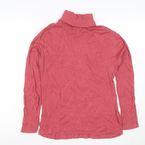 River Island Women Pink Size 12 Ribbed Roll Neck Jersey Top