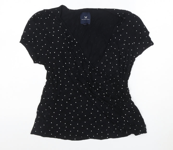 Crew Clothing Company Women Black Polka Dot Wrap Blouse Size 16