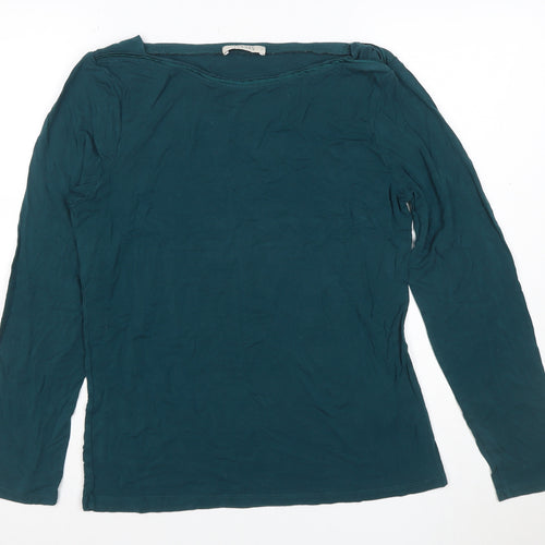 Oasis Women Green UK 14 Cowl Neck Long Sleeve Jersey Blouse