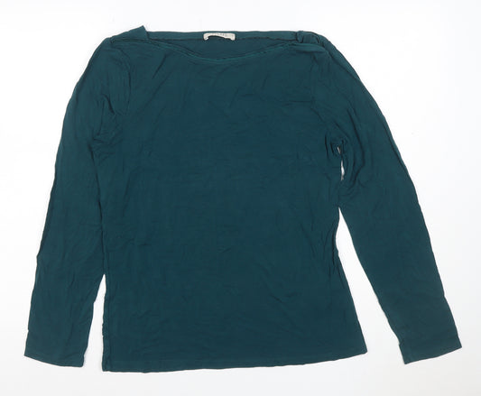 Oasis Women Green UK 14 Cowl Neck Long Sleeve Jersey Blouse