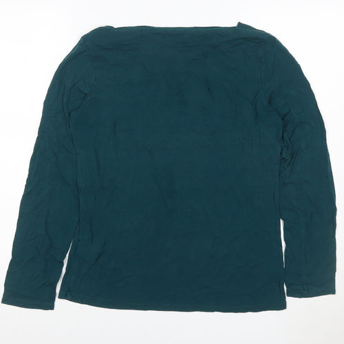 Oasis Women Green UK 14 Cowl Neck Long Sleeve Jersey Blouse