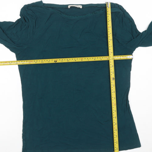 Oasis Women Green UK 14 Cowl Neck Long Sleeve Jersey Blouse