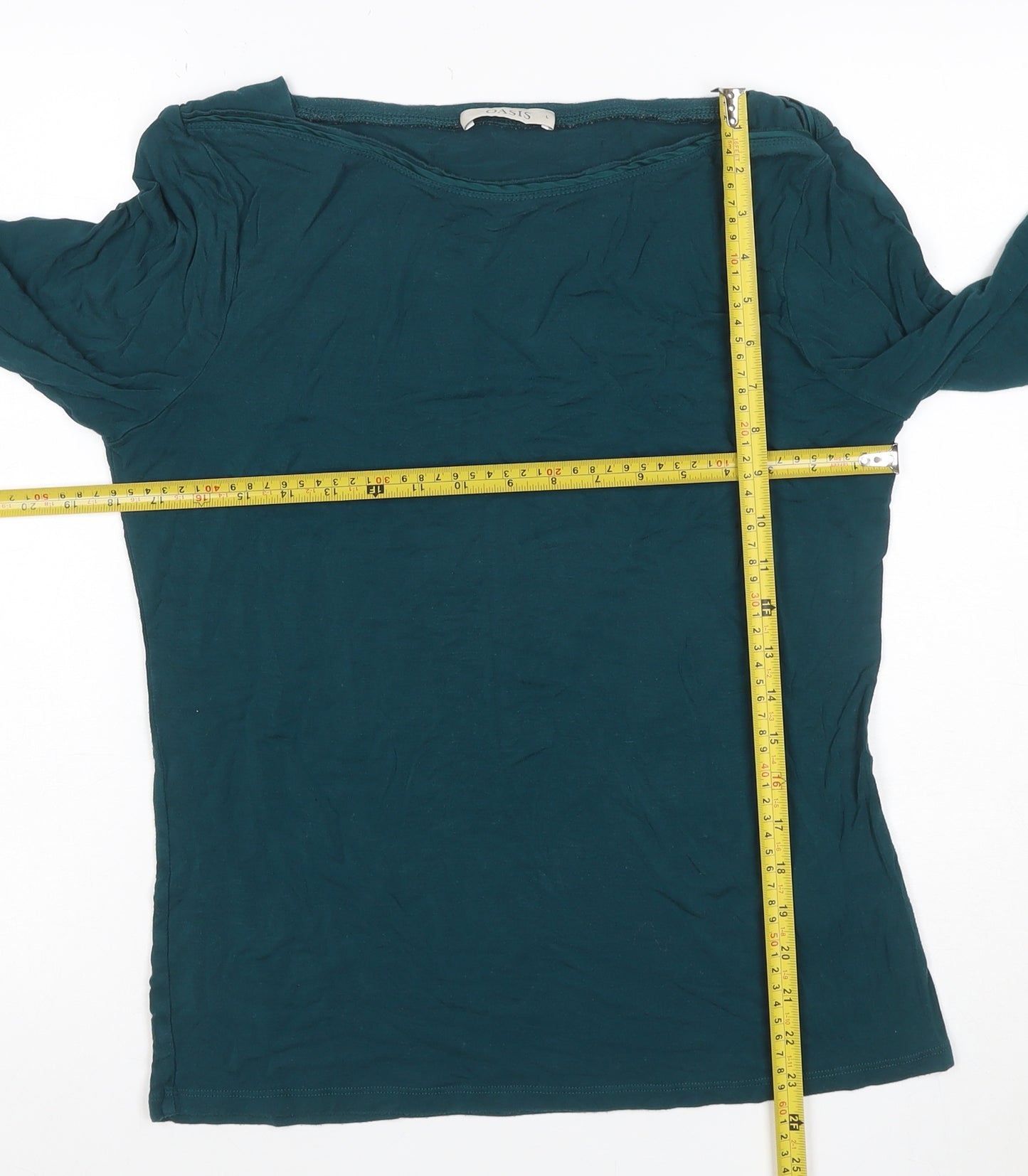 Oasis Women Green UK 14 Cowl Neck Long Sleeve Jersey Blouse