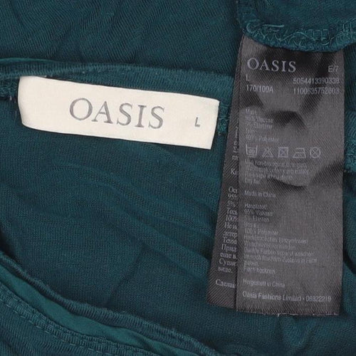 Oasis Women Green UK 14 Cowl Neck Long Sleeve Jersey Blouse