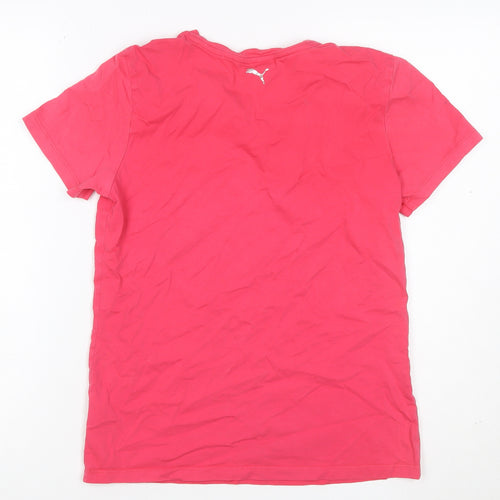 Puma Women’s Pink UK 14 Crew Neck Glitter Logo Short Sleeve T-Shirt