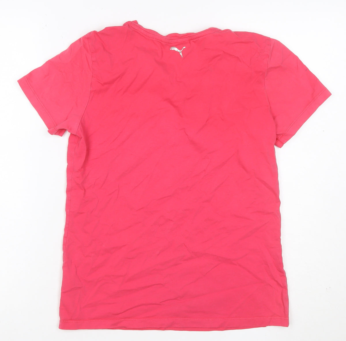 Puma Women’s Pink UK 14 Crew Neck Glitter Logo Short Sleeve T-Shirt