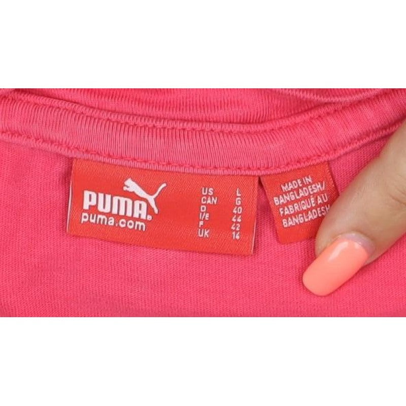 Puma Women’s Pink UK 14 Crew Neck Glitter Logo Short Sleeve T-Shirt