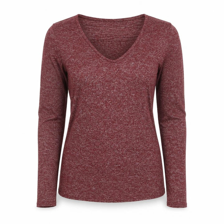 Hollister Women Red Small Ruffle V-Neck Long Sleeve Jersey Top