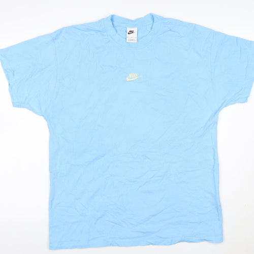 Nike Men’s Blue Medium Embroidered Swoosh Crew Neck Short Sleeve T-Shirt