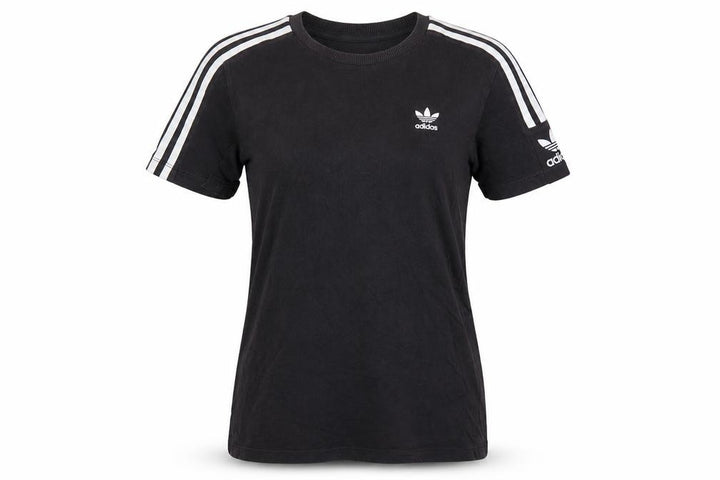 adidas Women Black UK 8 Basic 3 Stripe Crew Neck T-Shirt