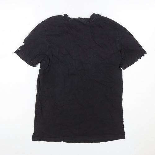 adidas Women Black UK 8 Basic 3 Stripe Crew Neck T-Shirt