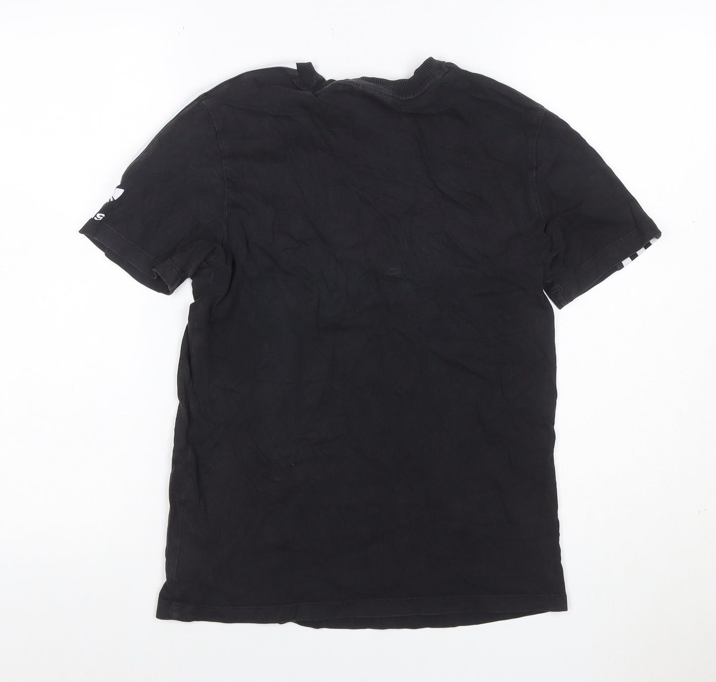 adidas Women Black UK 8 Basic 3 Stripe Crew Neck T-Shirt