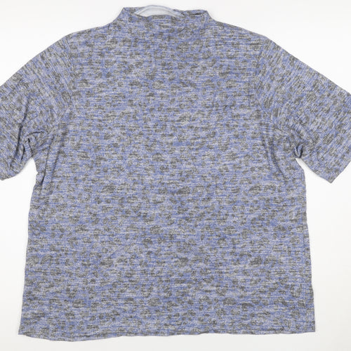Marks & Spencer Women Blue Grey Leopard Print Mock Neck Top UK 22
