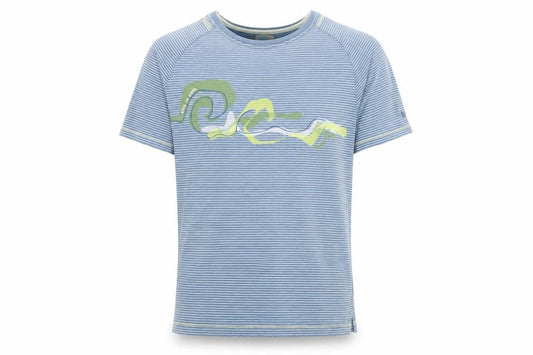 Fat Face Teens Blue Striped Wave Graphic Cotton T-Shirt Size S