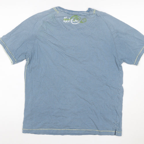Fat Face Teens Blue Striped Wave Graphic Cotton T-Shirt Size S