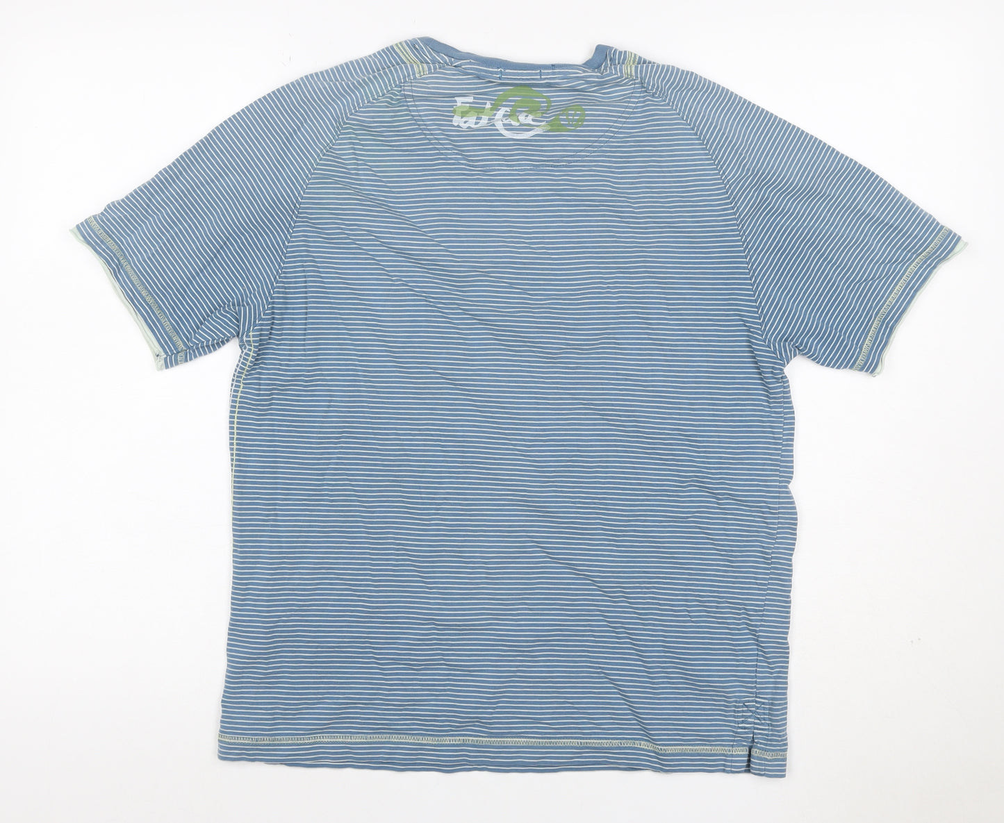 Fat Face Teens Blue Striped Wave Graphic Cotton T-Shirt Size S