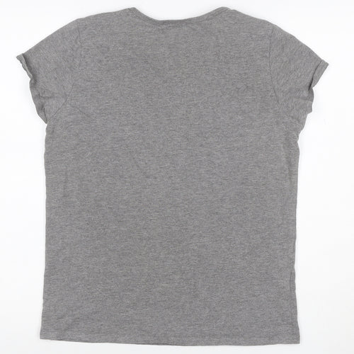 Disney Women’s Grey Floral Mickey Mouse Short Sleeve T-Shirt UK 10