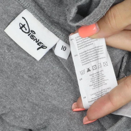Disney Women’s Grey Floral Mickey Mouse Short Sleeve T-Shirt UK 10