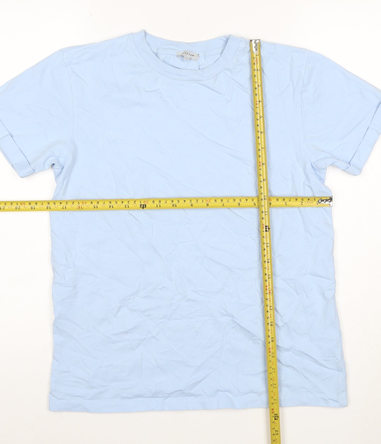 Jigsaw Women Blue XS Cotton Basic Crew Neck Short Sleeve T-Shirt
