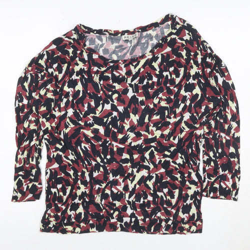 Reiss Women Multicoloured M Modal Abstract Print Long Sleeve Blouse Top