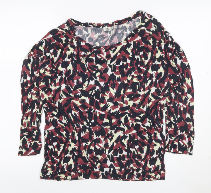 Reiss Women Multicoloured M Modal Abstract Print Long Sleeve Blouse Top