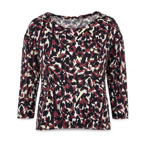 Reiss Women Multicoloured M Modal Abstract Print Long Sleeve Blouse Top