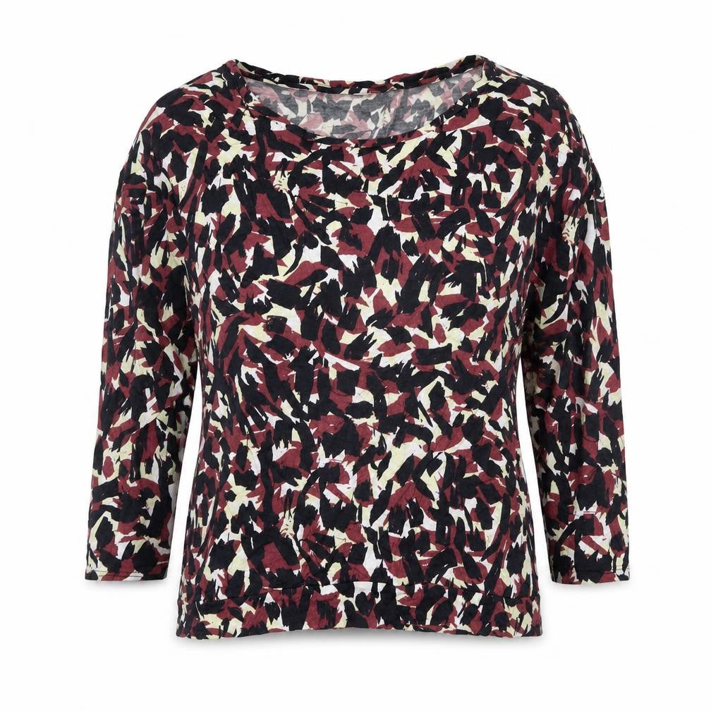 Reiss Women Multicoloured M Modal Abstract Print Long Sleeve Blouse Top