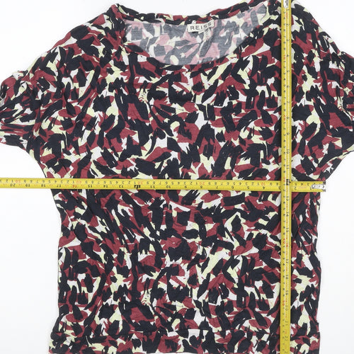 Reiss Women Multicoloured M Modal Abstract Print Long Sleeve Blouse Top