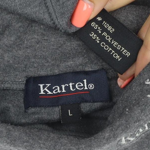 Kartel Women’s Grey L High Neck Pullover Sweatshirt Long Sleeve Logo