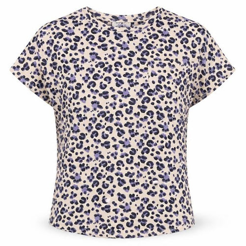 Jeff Banks Women Beige Purple Leopard Print Jersey T-Shirt UK 10
