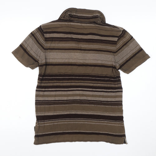Ted Baker Men’s Brown Striped Polo Shirt Size L Short Sleeve