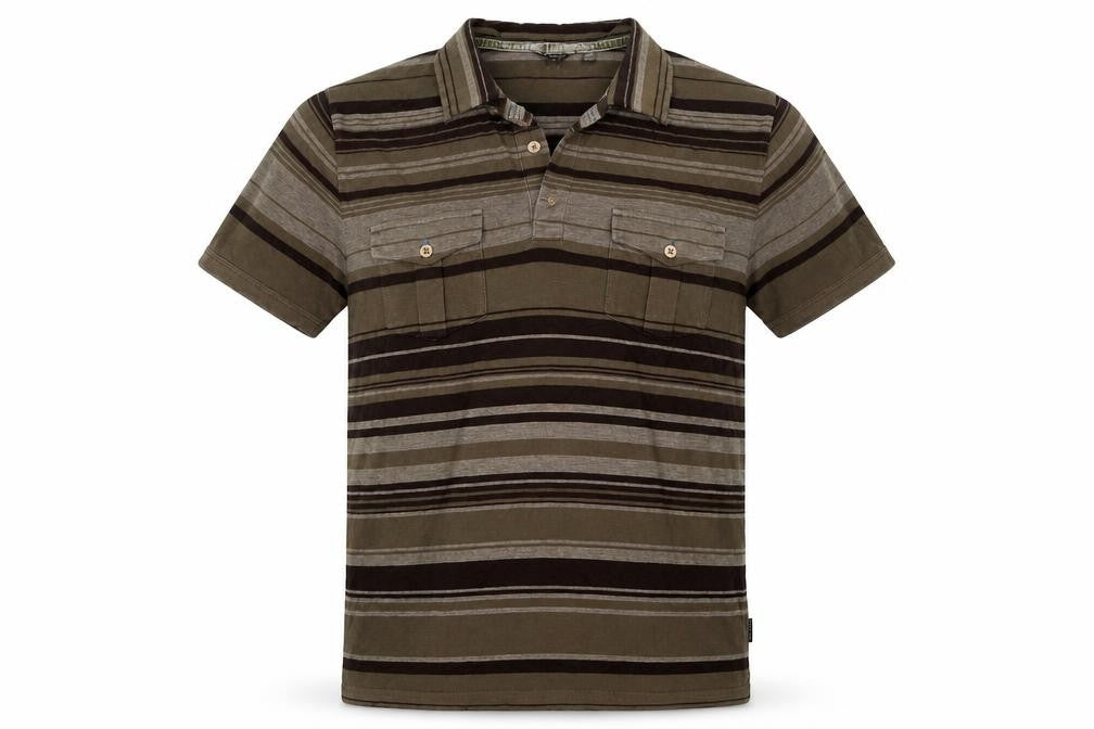 Ted Baker Men’s Brown Striped Polo Shirt Size L Short Sleeve