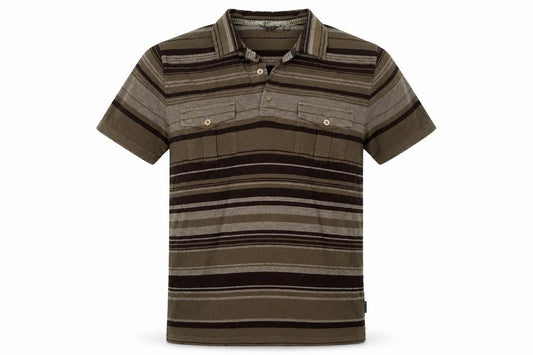 Ted Baker Men’s Brown Striped Polo Shirt Size L Short Sleeve