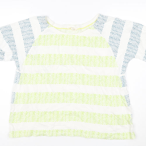 White Stuff Women Multicoloured UK 16 Linen Cotton Geometric Blouse