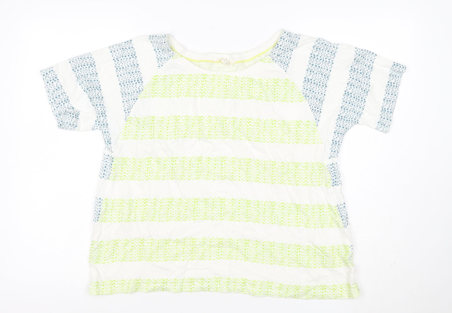White Stuff Women Multicoloured UK 16 Linen Cotton Geometric Blouse