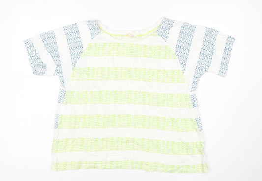 White Stuff Women Multicoloured UK 16 Linen Cotton Geometric Blouse