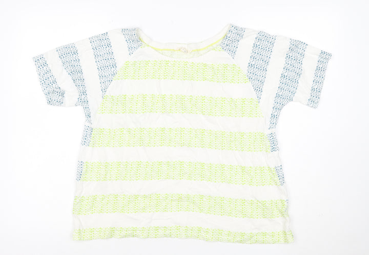 White Stuff Women Multicoloured UK 16 Linen Cotton Geometric Blouse