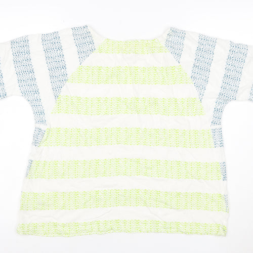 White Stuff Women Multicoloured UK 16 Linen Cotton Geometric Blouse