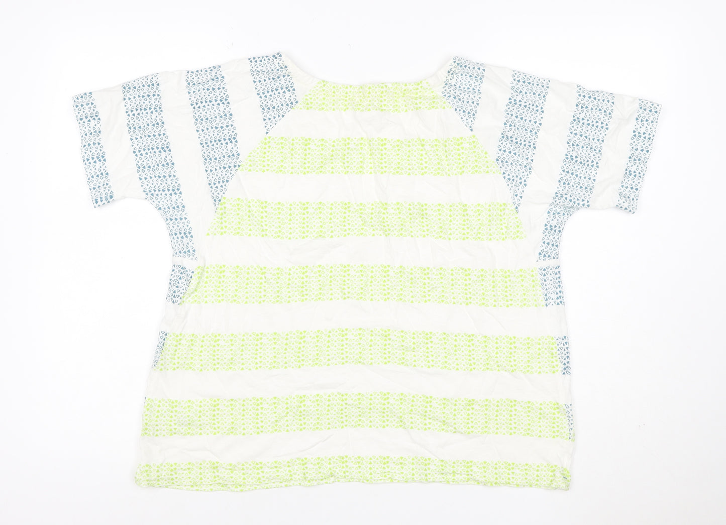 White Stuff Women Multicoloured UK 16 Linen Cotton Geometric Blouse