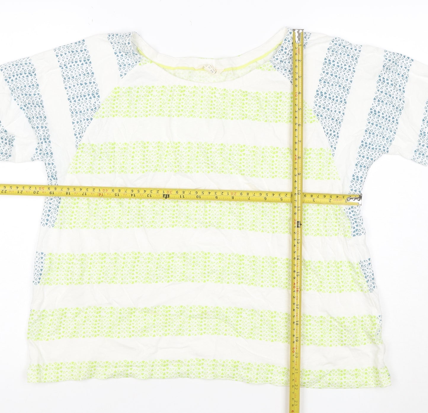 White Stuff Women Multicoloured UK 16 Linen Cotton Geometric Blouse
