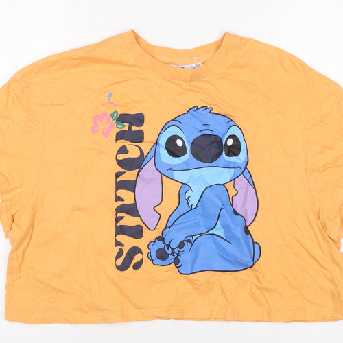 Disney 100 Primark Women Orange XL Stitch Cartoon T-Shirt