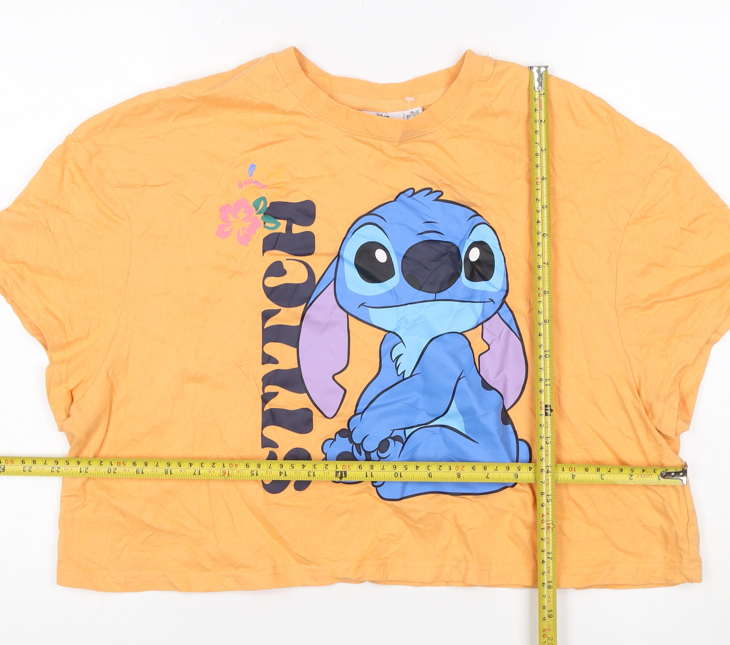 Disney 100 Primark Women Orange XL Stitch Cartoon T-Shirt