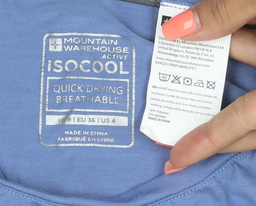 Mountain Warehouse Women's Blue UK 8 Basic IsoCool Long Sleeve T-Shirt
