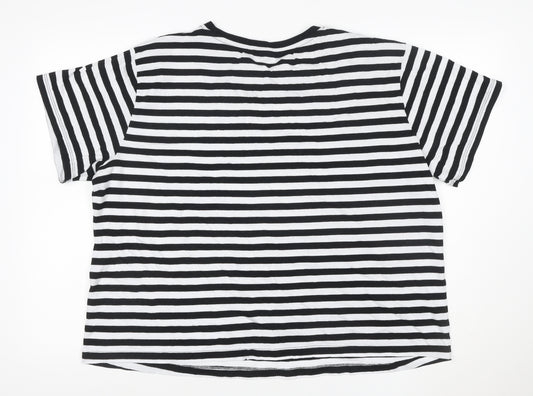 ASOS DESIGN Women’s Black White Striped Ringer T-Shirt UK 24