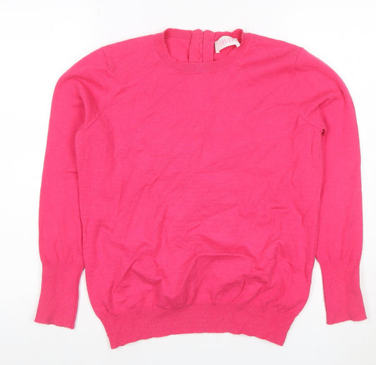 Savida Women’s Pink Pearl Button Back Crew Neck Jumper UK 14
