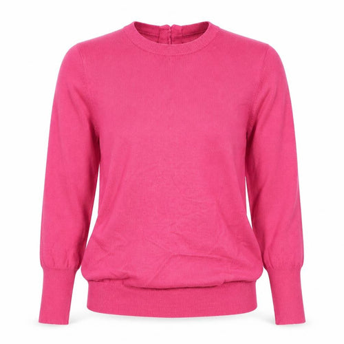 Savida Women’s Pink Pearl Button Back Crew Neck Jumper UK 14