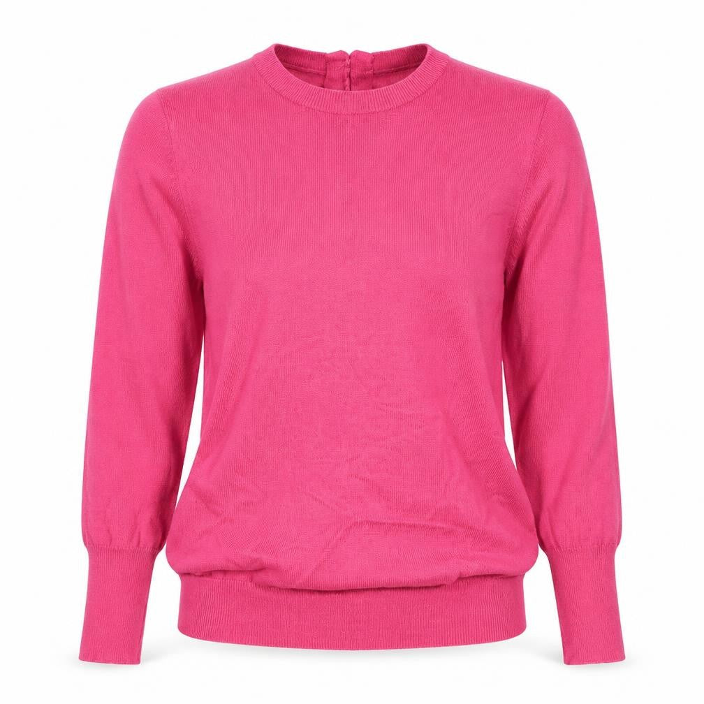 Savida Women’s Pink Pearl Button Back Crew Neck Jumper UK 14