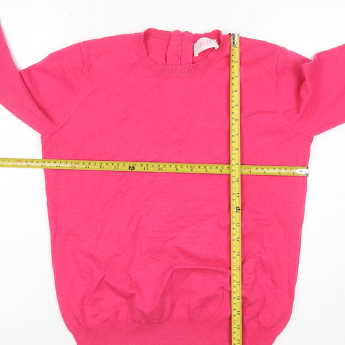 Savida Women’s Pink Pearl Button Back Crew Neck Jumper UK 14